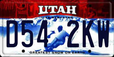 UT license plate D542KW