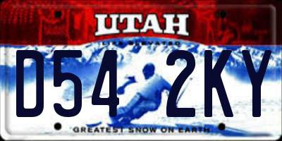 UT license plate D542KY