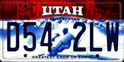 UT license plate D542LW