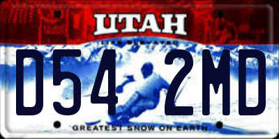 UT license plate D542MD