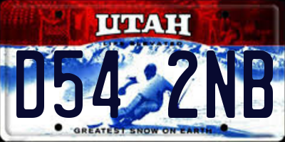 UT license plate D542NB