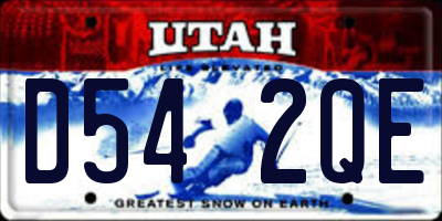 UT license plate D542QE