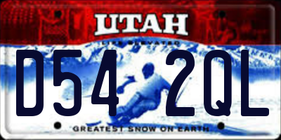 UT license plate D542QL