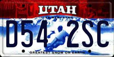 UT license plate D542SC