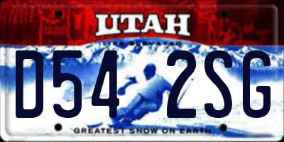UT license plate D542SG
