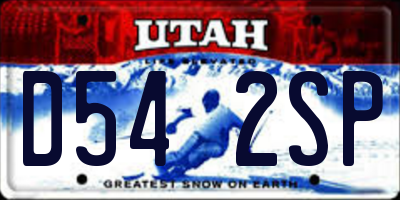 UT license plate D542SP