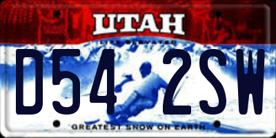 UT license plate D542SW