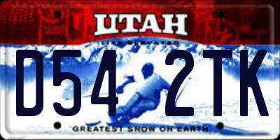 UT license plate D542TK