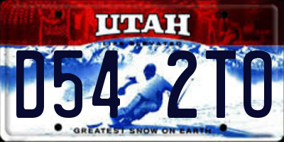 UT license plate D542TO