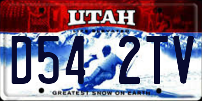 UT license plate D542TV