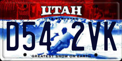 UT license plate D542VK