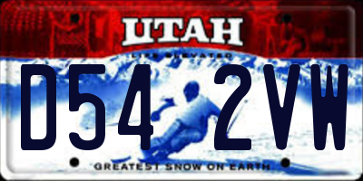 UT license plate D542VW
