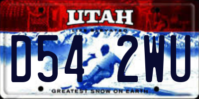 UT license plate D542WU