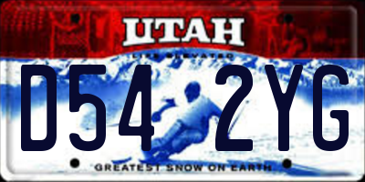 UT license plate D542YG
