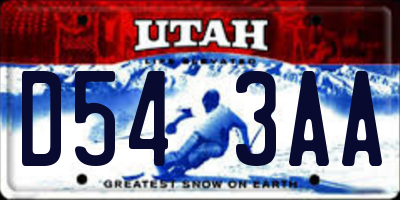 UT license plate D543AA