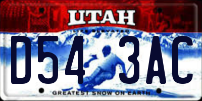 UT license plate D543AC