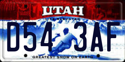 UT license plate D543AF