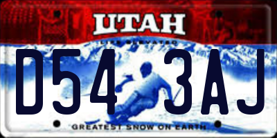 UT license plate D543AJ