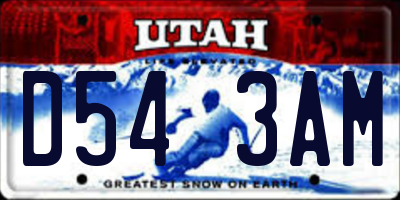 UT license plate D543AM
