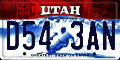 UT license plate D543AN