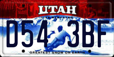 UT license plate D543BF