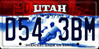 UT license plate D543BM