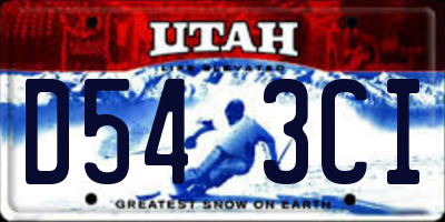 UT license plate D543CI