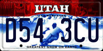 UT license plate D543CU