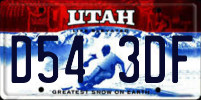 UT license plate D543DF