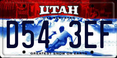 UT license plate D543EF