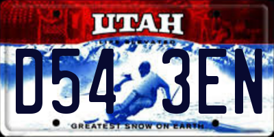 UT license plate D543EN