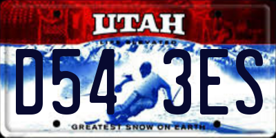 UT license plate D543ES
