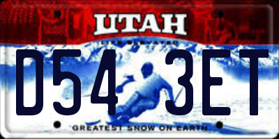 UT license plate D543ET