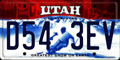 UT license plate D543EV