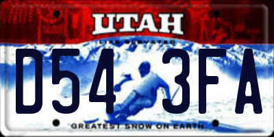 UT license plate D543FA