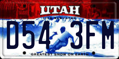 UT license plate D543FM
