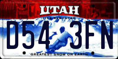 UT license plate D543FN