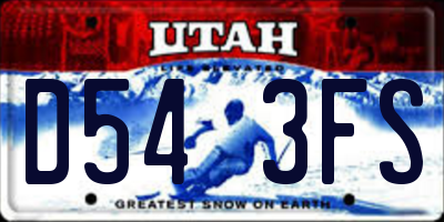 UT license plate D543FS