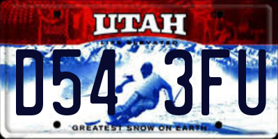 UT license plate D543FU