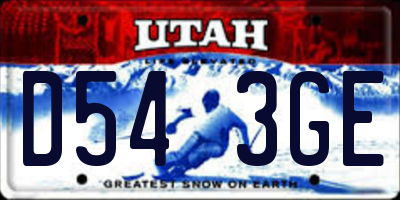 UT license plate D543GE