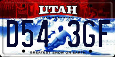 UT license plate D543GF