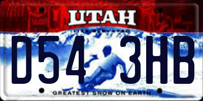 UT license plate D543HB