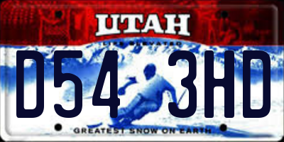 UT license plate D543HD