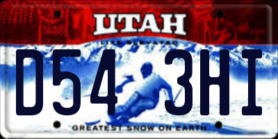 UT license plate D543HI