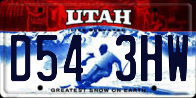 UT license plate D543HW