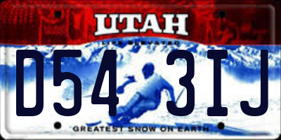 UT license plate D543IJ