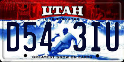 UT license plate D543IU