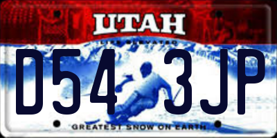UT license plate D543JP