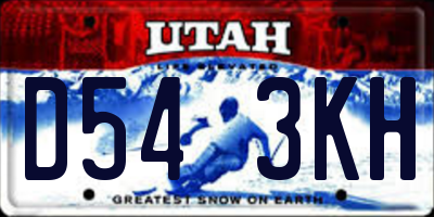 UT license plate D543KH