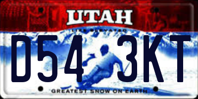 UT license plate D543KT